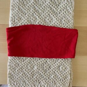 Frankies Bikini Red ribbed bandeau top